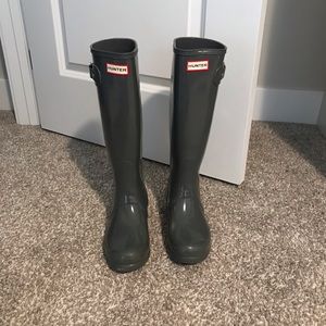 Glossy Gray Tall Hunter Boots
